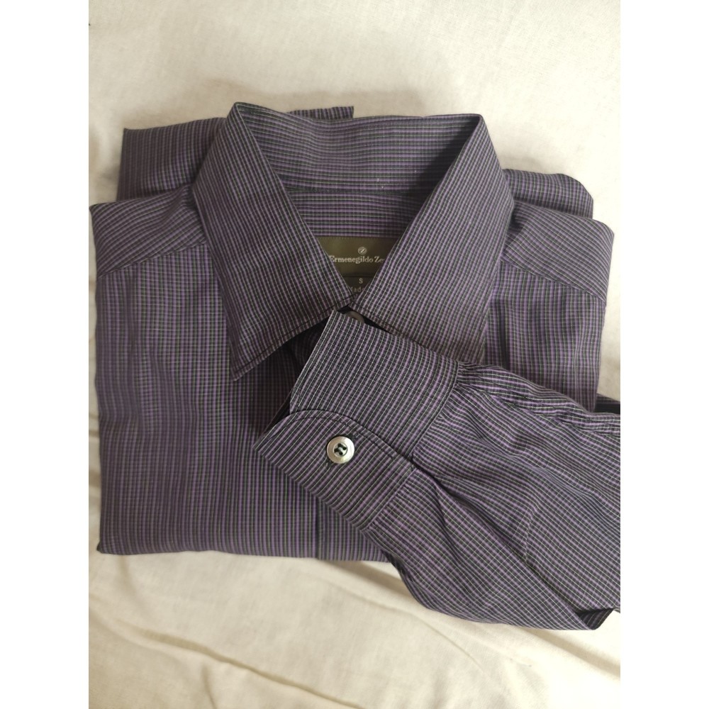Ermenegildo Zegna Dress Shirt Cotton Purple Stripes S